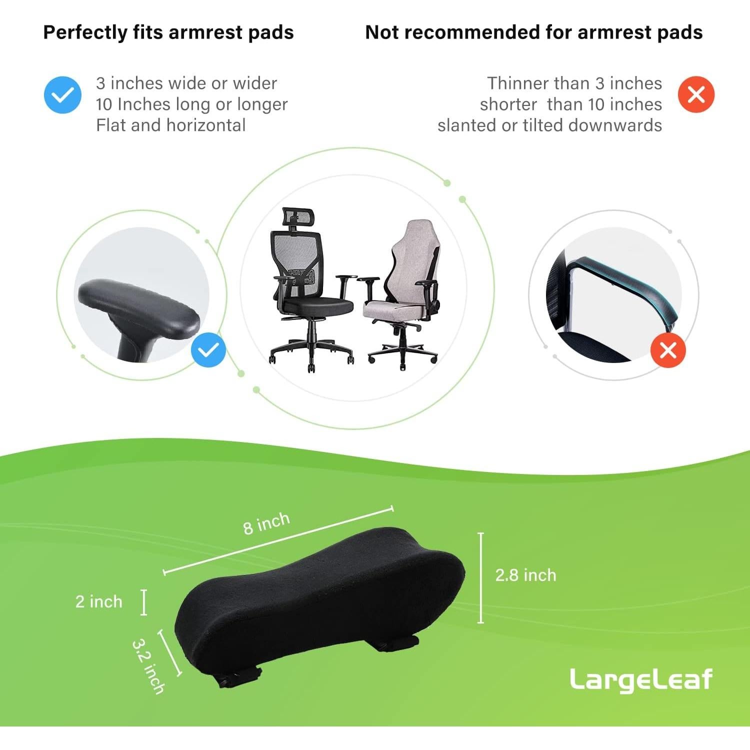Almohadillas de Reposabrazos Ergonómicas LargeLeaf - 2 Piezas