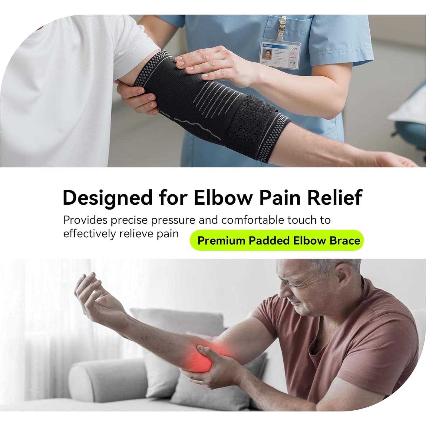 Férula de Codo Ajustable Soloever - Compresión para Tendinitis, Negro, Grande