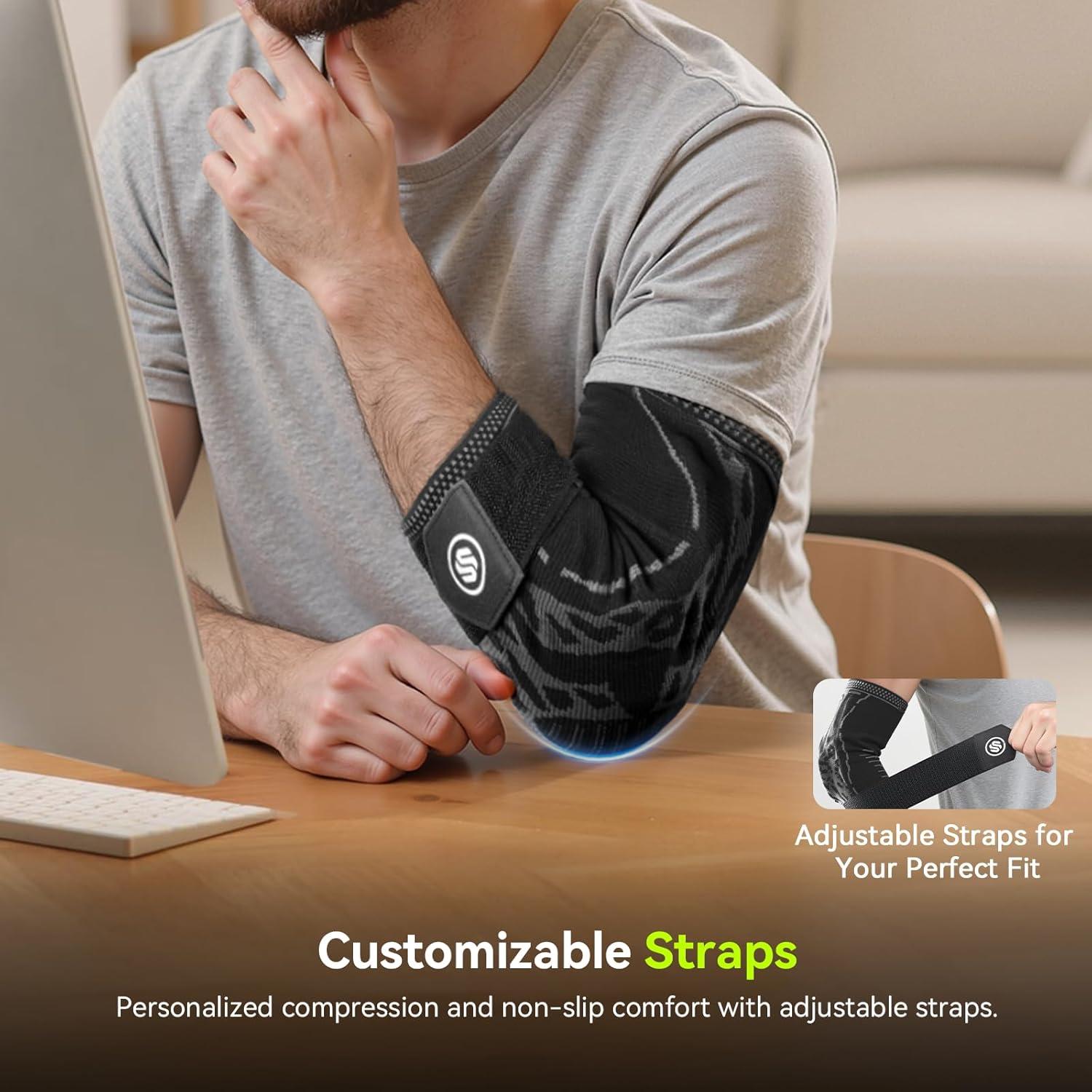 Férula de Codo Ajustable Soloever - Compresión para Tendinitis, Negro, Grande