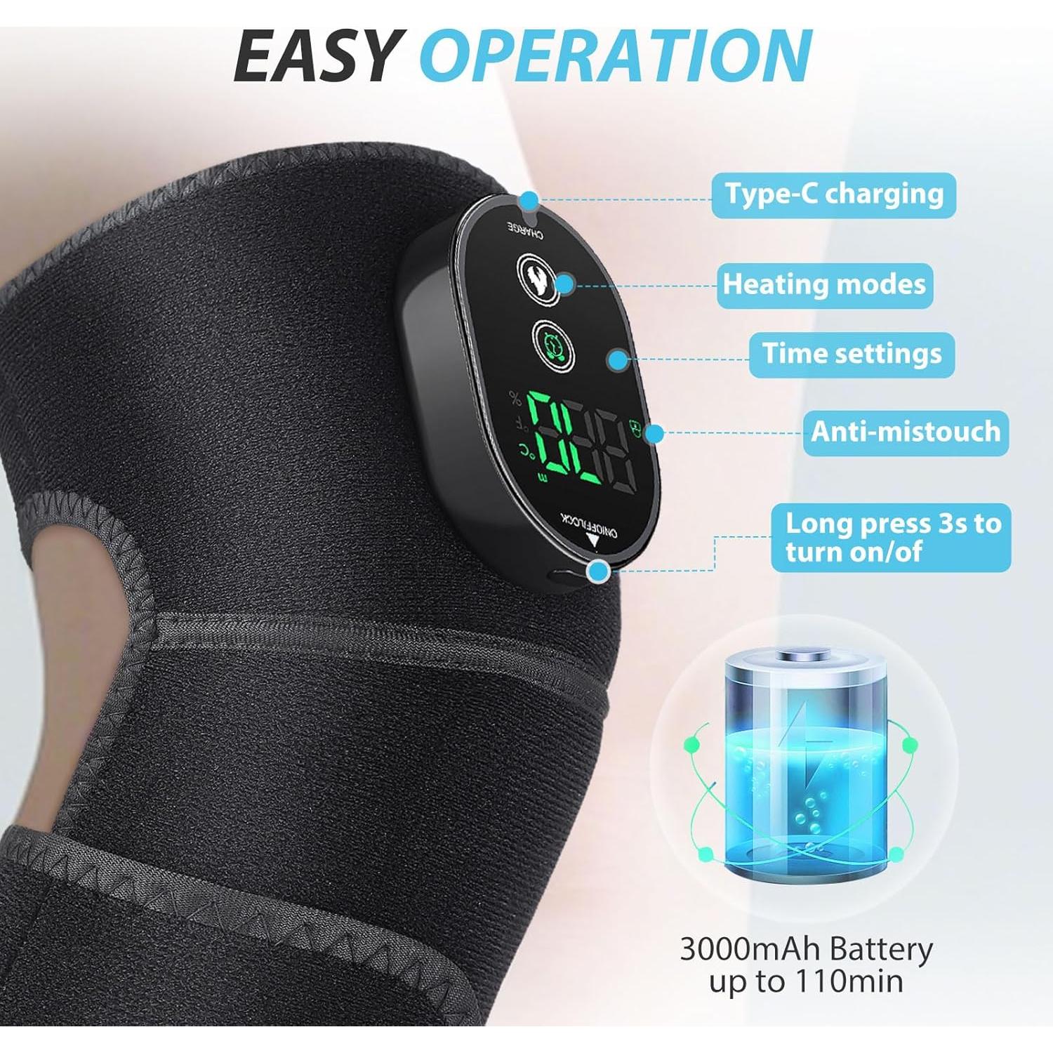 Almohadilla Térmica Eléctrica ROMYSE 3-en-1 para Rodilla, Codo y Hombro