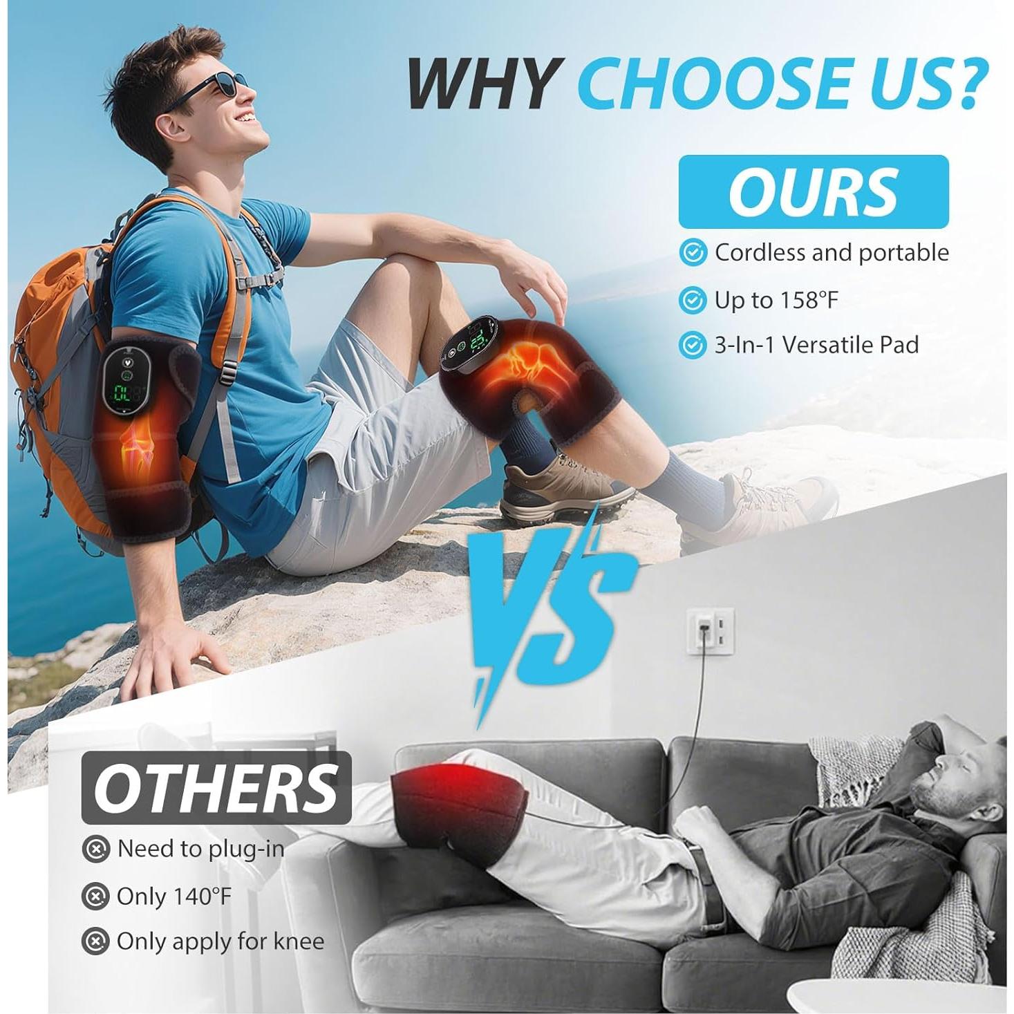 Almohadilla Térmica Eléctrica ROMYSE 3-en-1 para Rodilla, Codo y Hombro