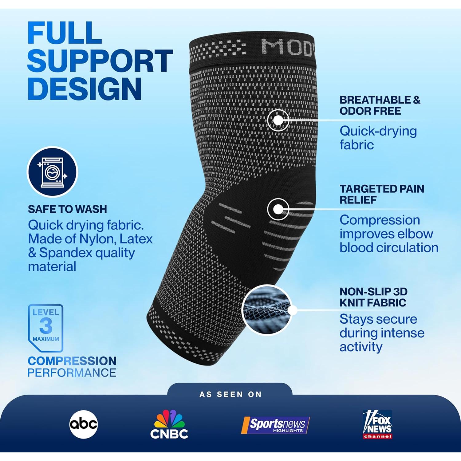 Soporte para Codo Modvel - Manga de Compresión Negra Mediana