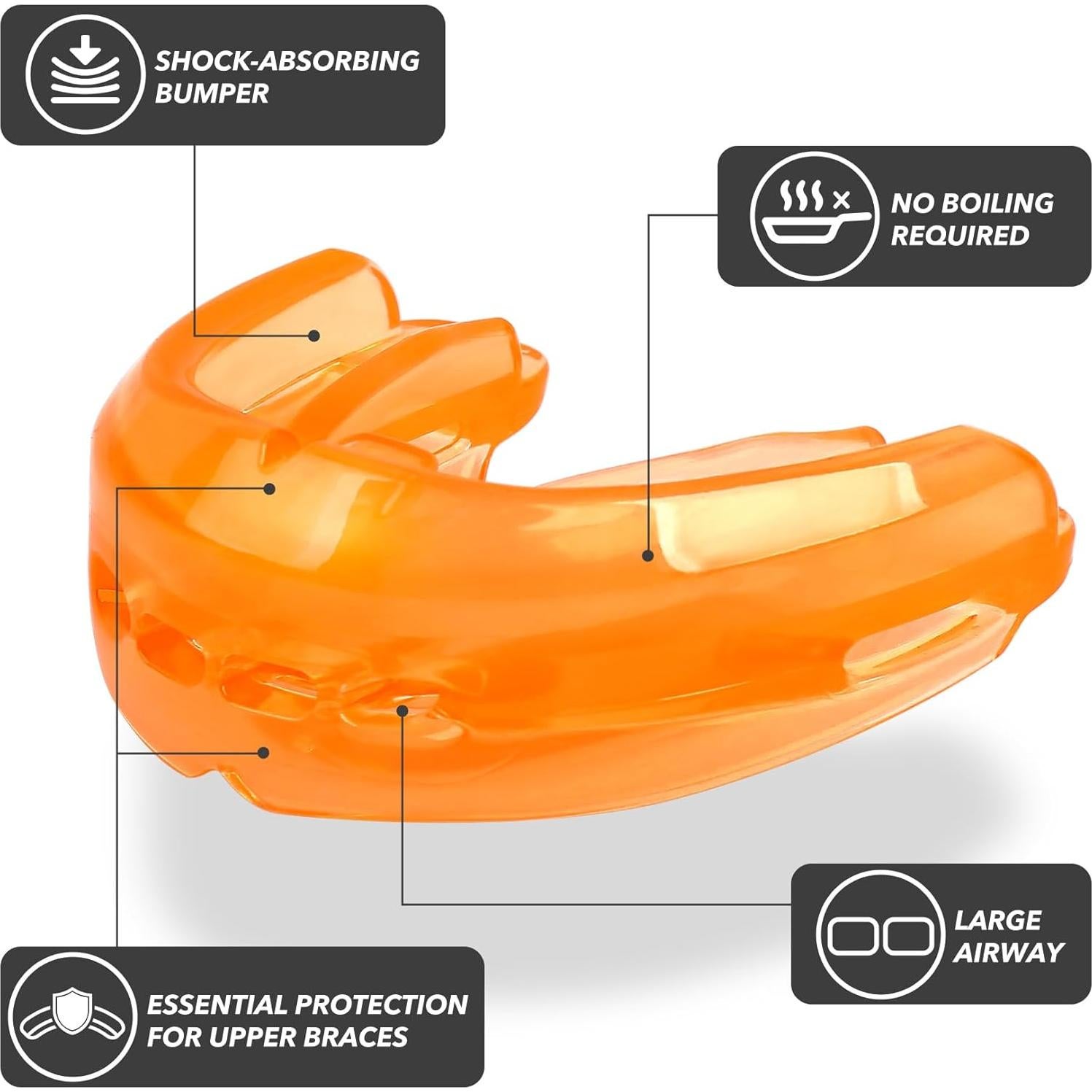 Protector Bucal Deportivo YIJU 2 Pcs Sin Hervir Naranja