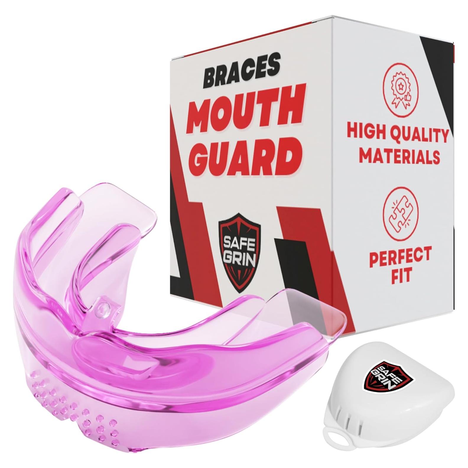 Protector Bucal SafeGrin Rosa para Deportes - Silicona para Frenos