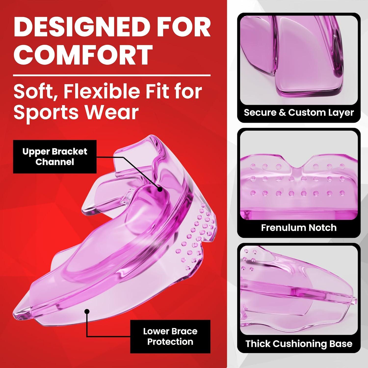 Protector Bucal SafeGrin Rosa para Deportes - Silicona para Frenos