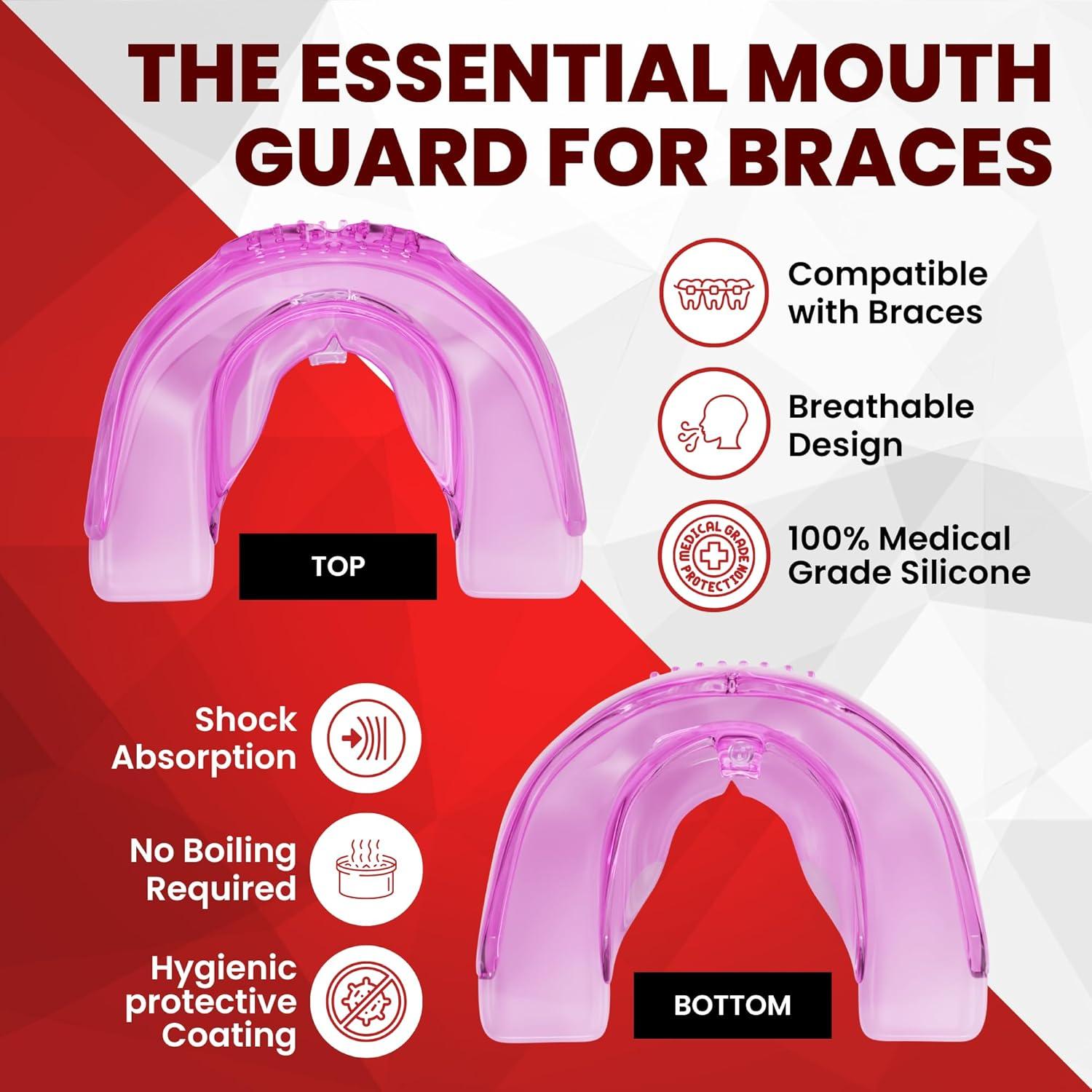 Protector Bucal SafeGrin Rosa para Deportes - Silicona para Frenos