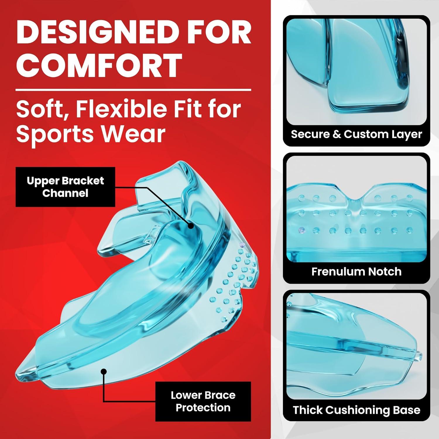 Protector Bucal SafeGrin Azul para Deportes - Silicona para Frenos