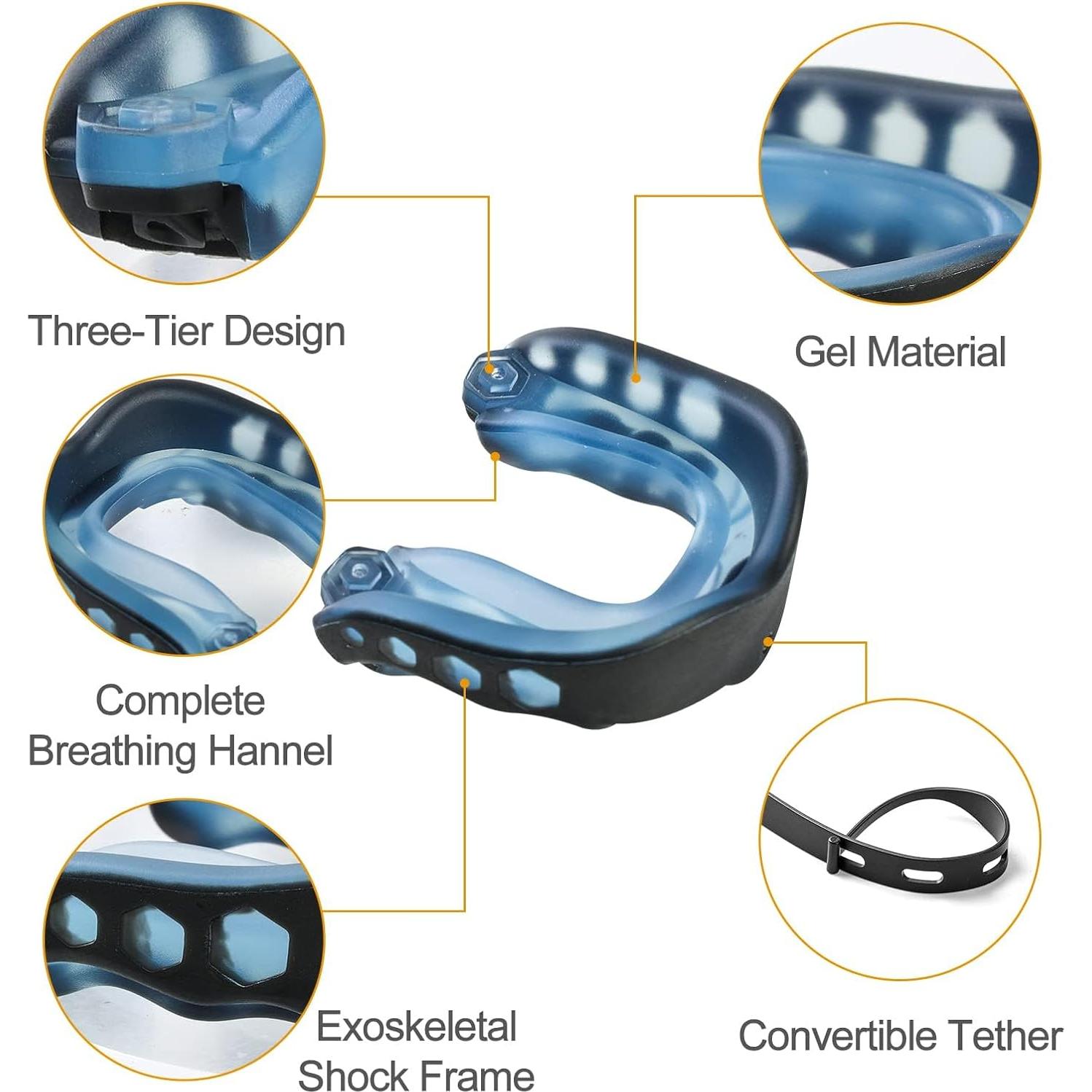 4 Protectores Bucales de Fútbol Grednfhat con Correa