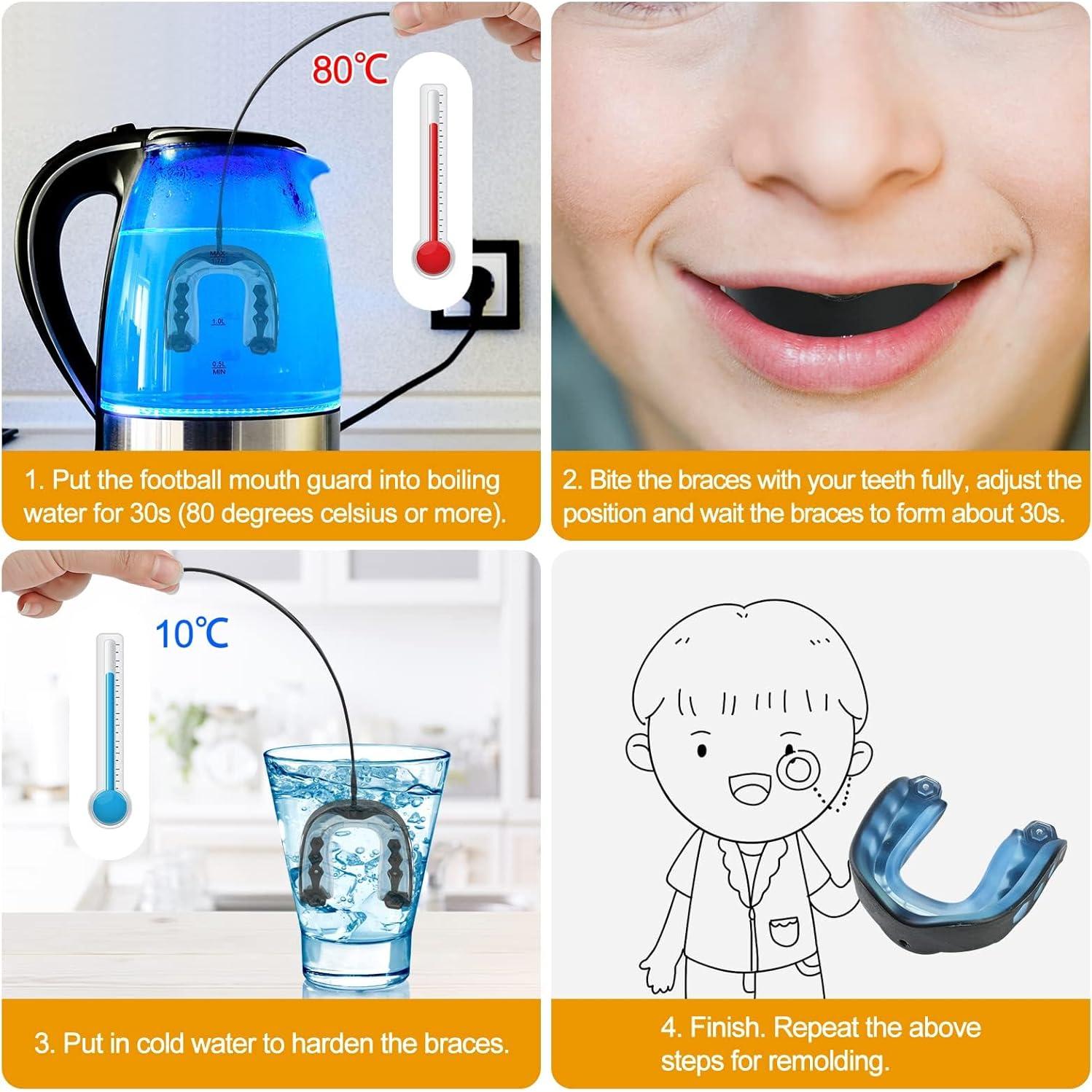 4 Protectores Bucales de Fútbol Grednfhat con Correa