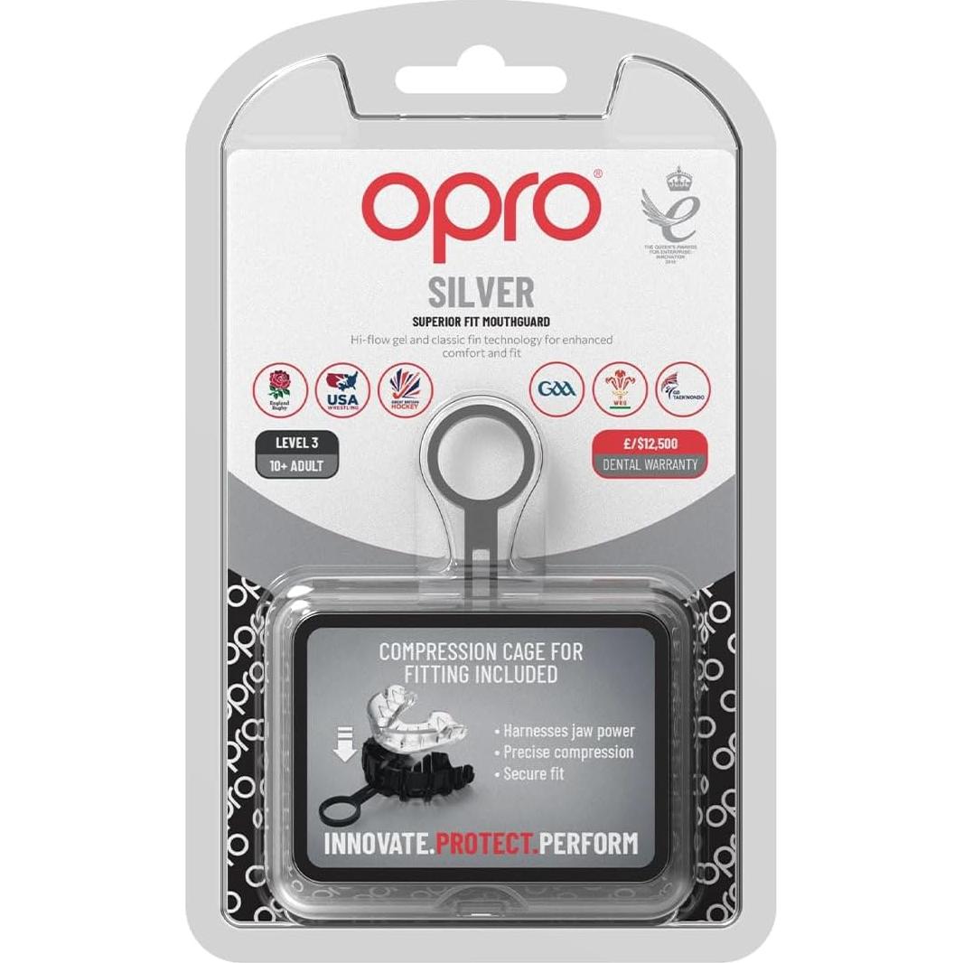 Protector Bucal Deportivo OPRO Nivel Plata Adulto Transparente