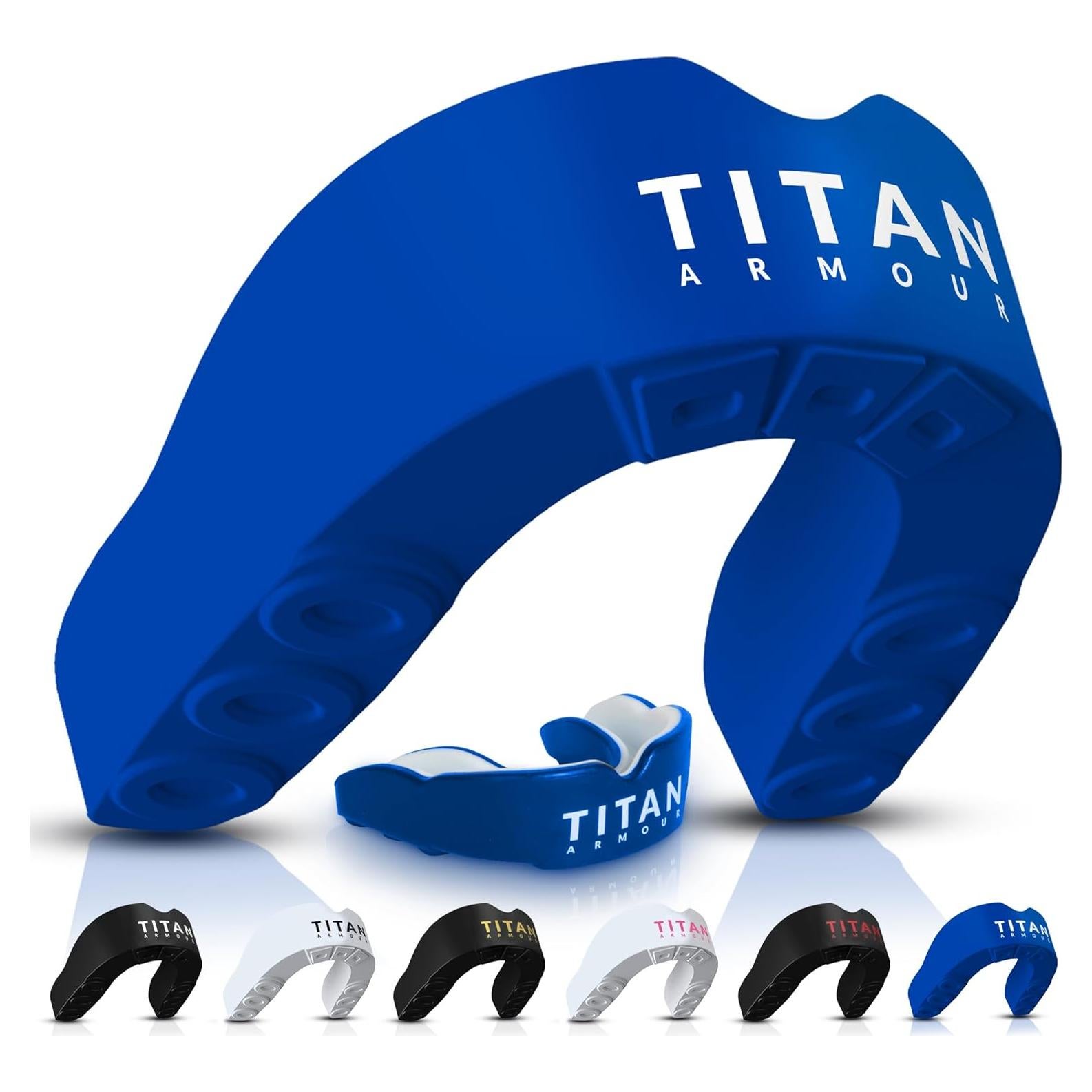 Protector Bucal Titan Armour Doble Capa Adultos 11+ Azul