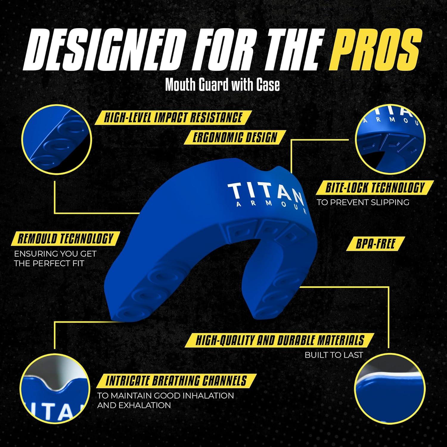 Protector Bucal Titan Armour Doble Capa Adultos 11+ Azul