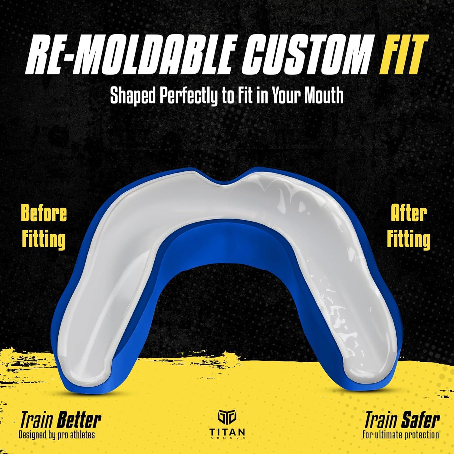 Protector Bucal Titan Armour Doble Capa Adultos 11+ Azul