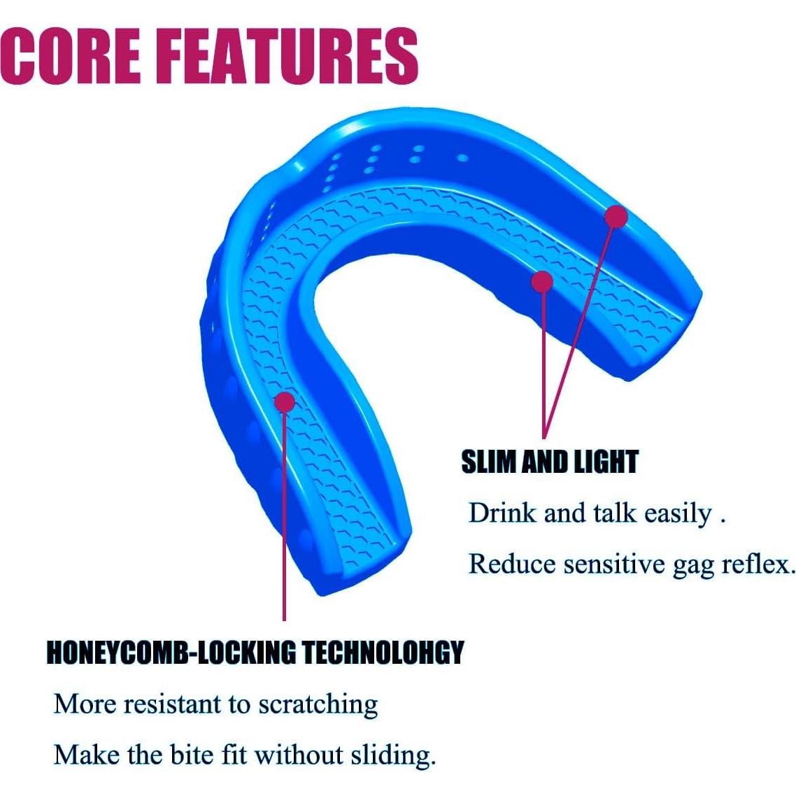 Protector Bucal Deportivo Gelfort para Fútbol y Boxeo - 2 Paquete Azul