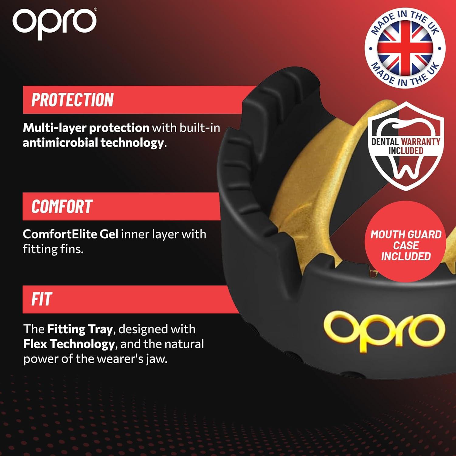 Protector Bucal OPRO Gold para Brackets - Negro, Ajustable