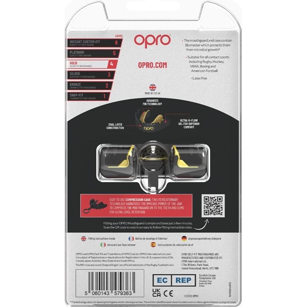 Protector Bucal OPRO Gold para Brackets - Negro, Ajustable
