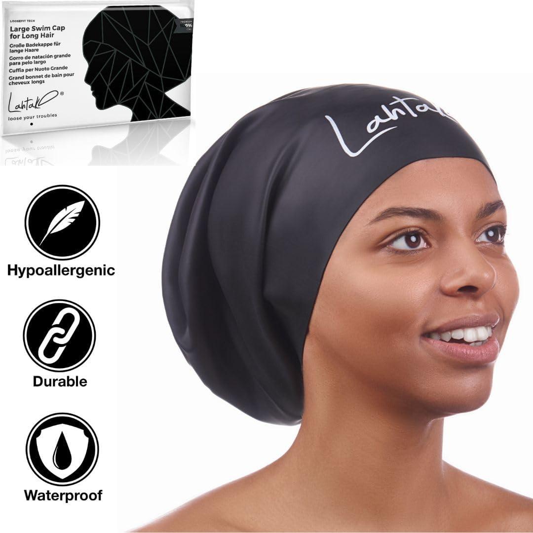 Gorro de Natación Lahtak Extra Grande Silicona Negro - Antifugas