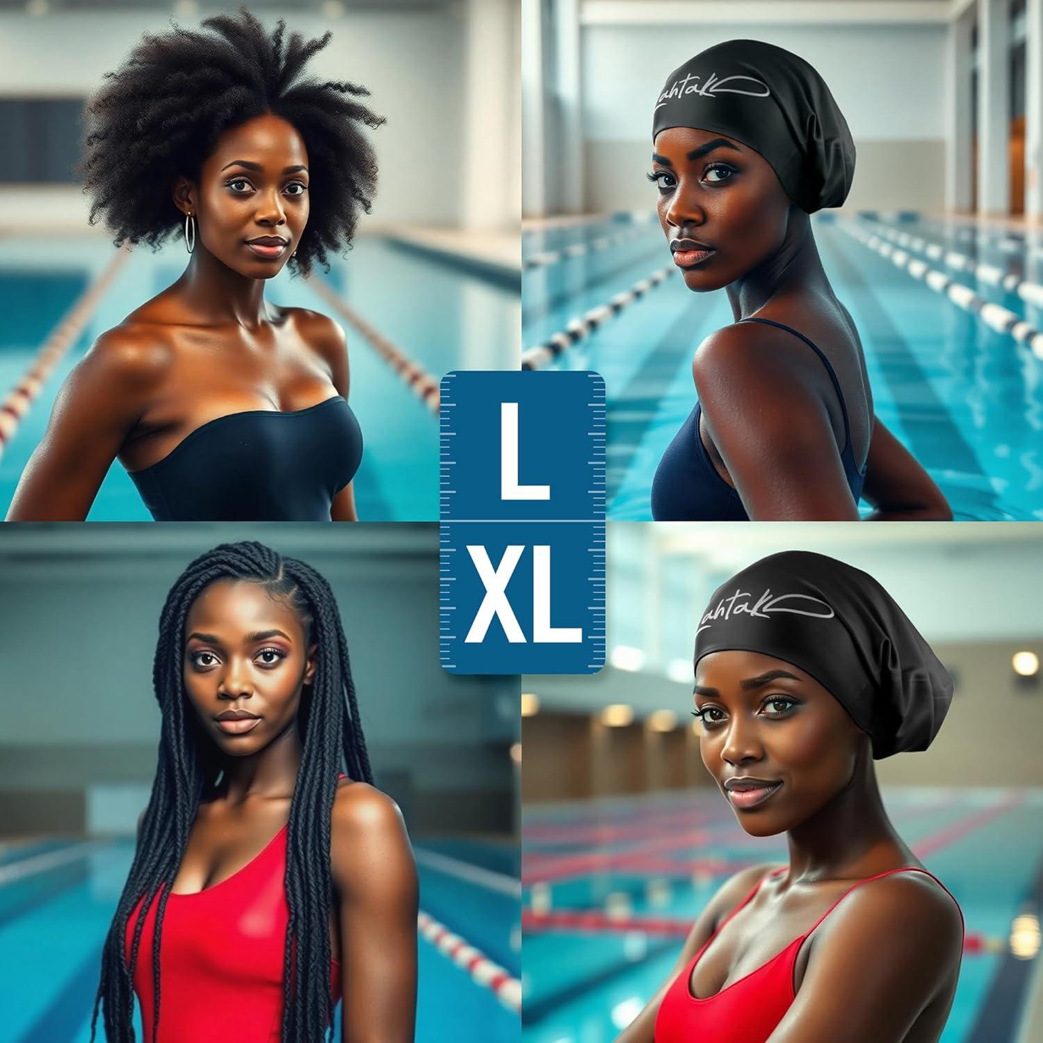 Gorro de Natación Lahtak Extra Grande Silicona Negro - Antifugas