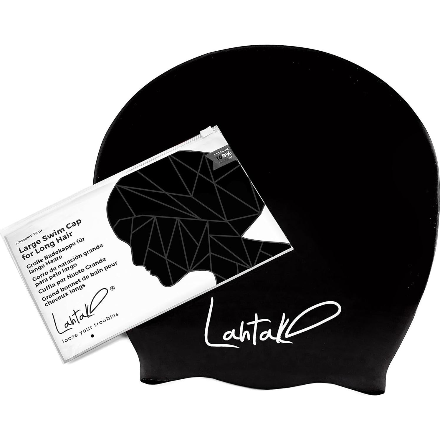 Gorro de Natación Lahtak Extra Grande Silicona Negro - Antifugas