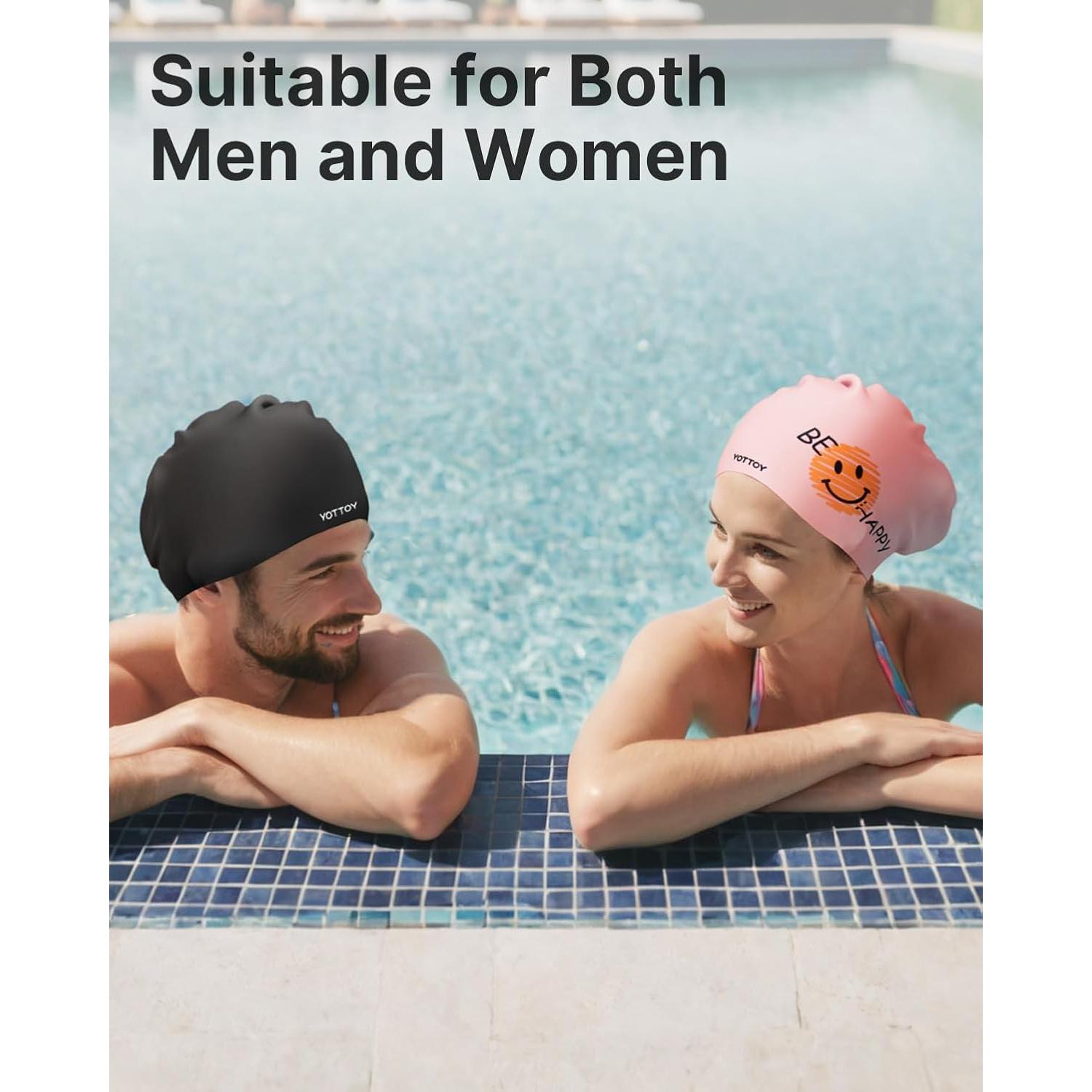 Gorro de Natación YOTTOY para Mujeres - Silicona Rosa Impermeable