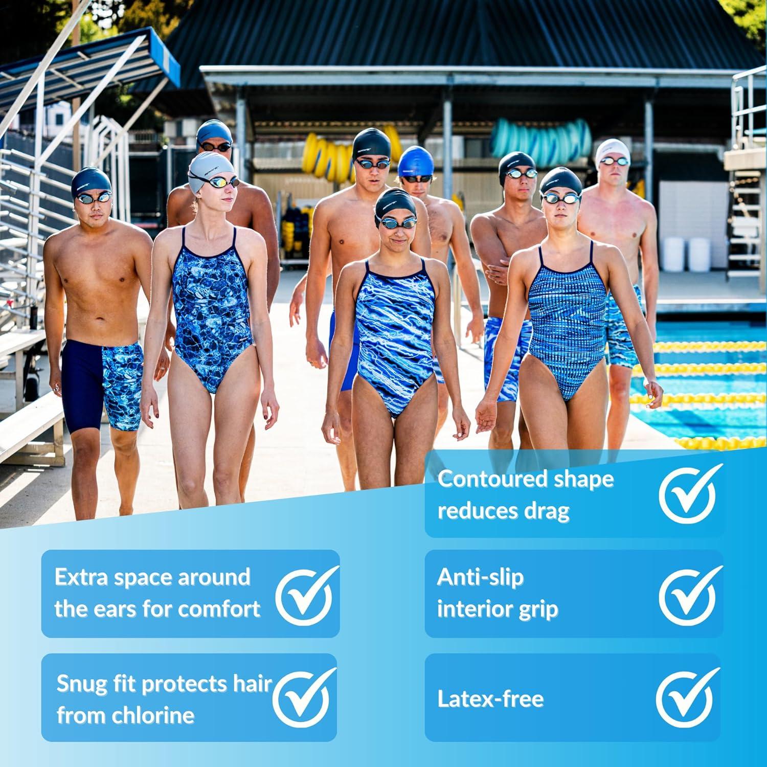 Gorro de Natación Sporti de Silicona con Protección para Oídos - Negro