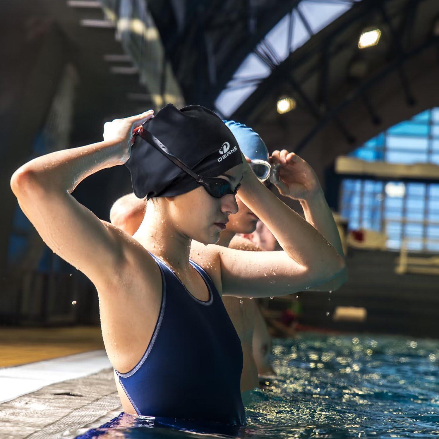 Gorro de Natación Extra Grande Dsane para Cabello Largo y Rizado