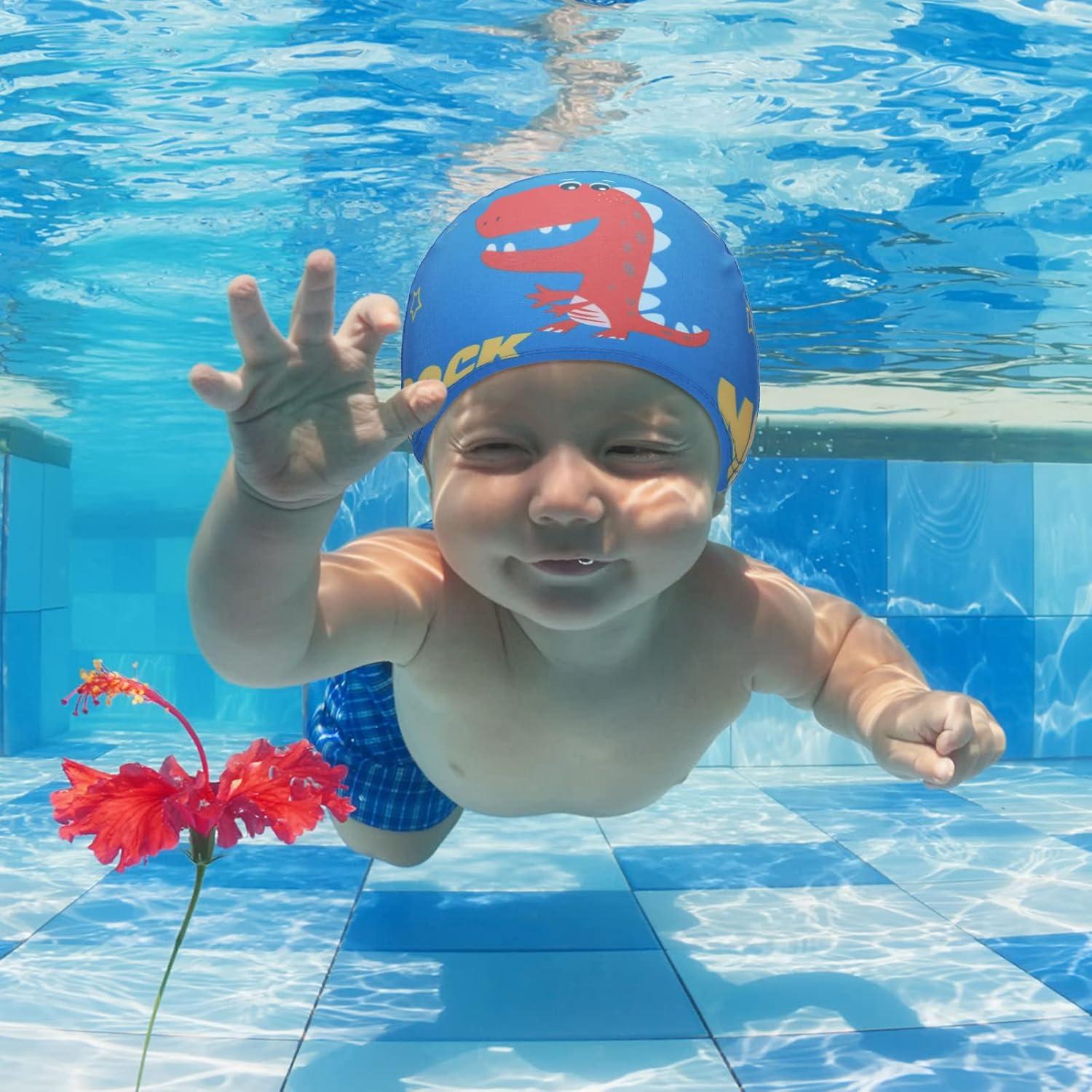 Geyoga 3 Gorras de Natación para Niños 2-12 Años - Azul
