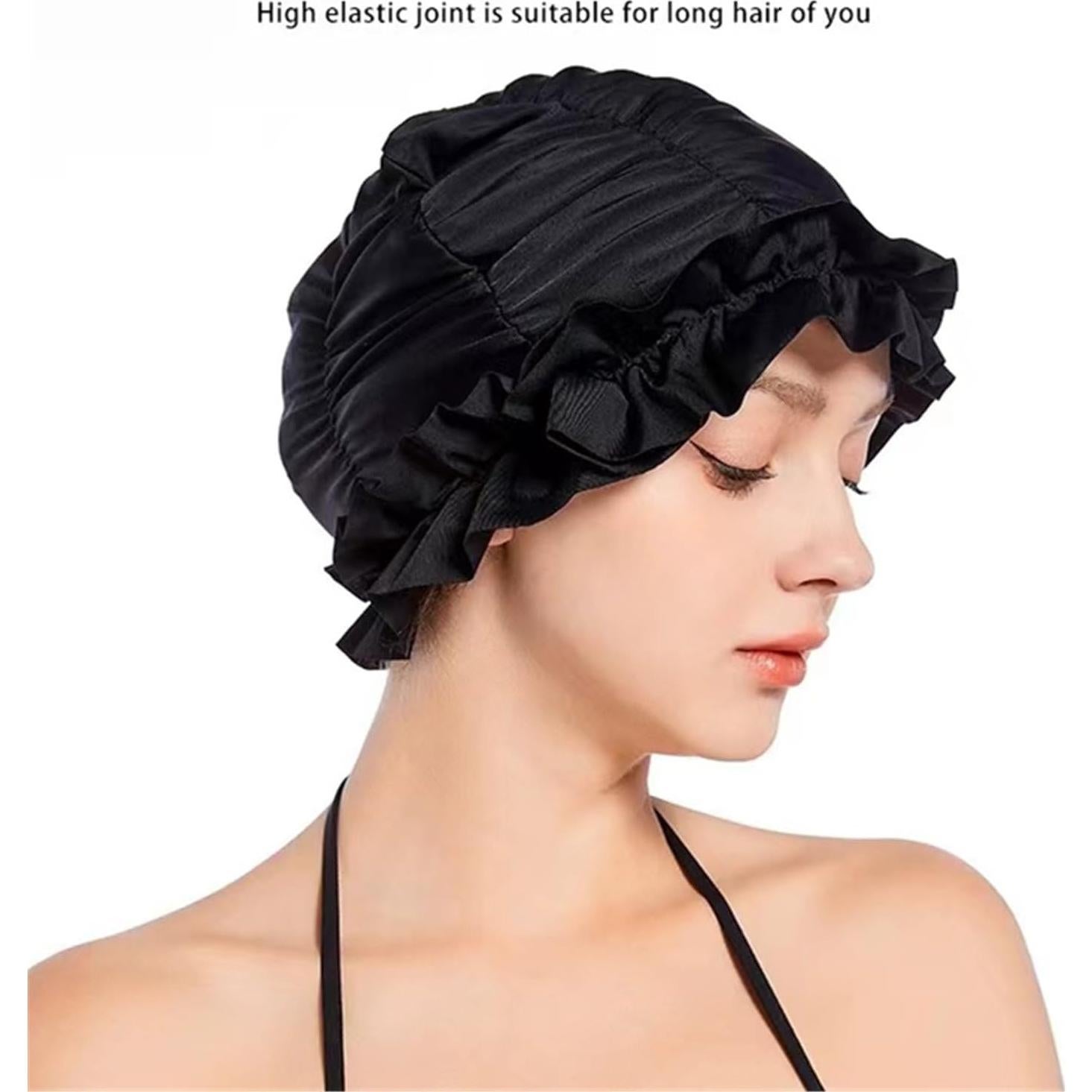 Gorro de Natación WUFCIYBO para Mujeres Adultas - Negro, Talla Única