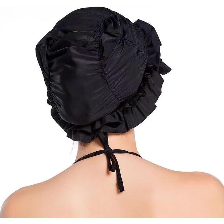 Gorro de Natación WUFCIYBO para Mujeres Adultas - Negro, Talla Única