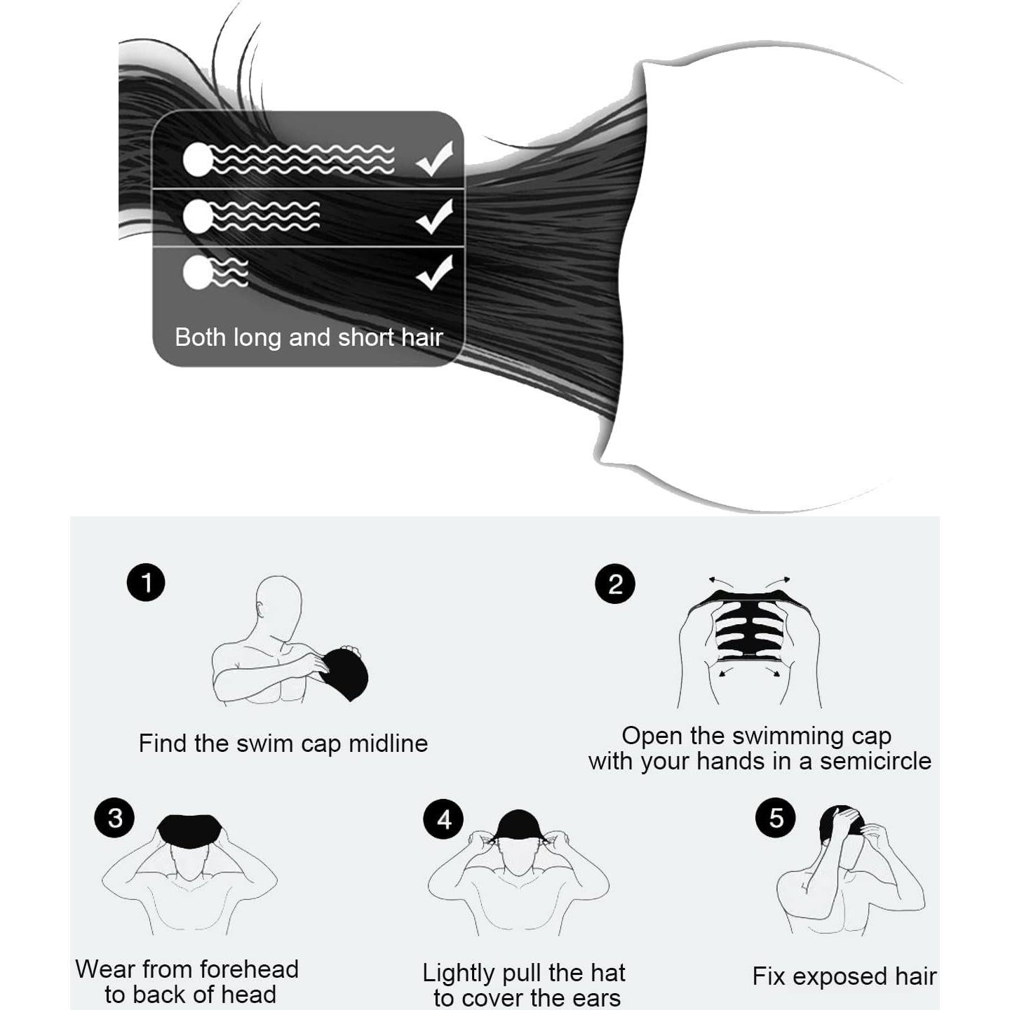 Gorro de Natación DOOVID Unisex Verde Hierba Silicona Impermeable