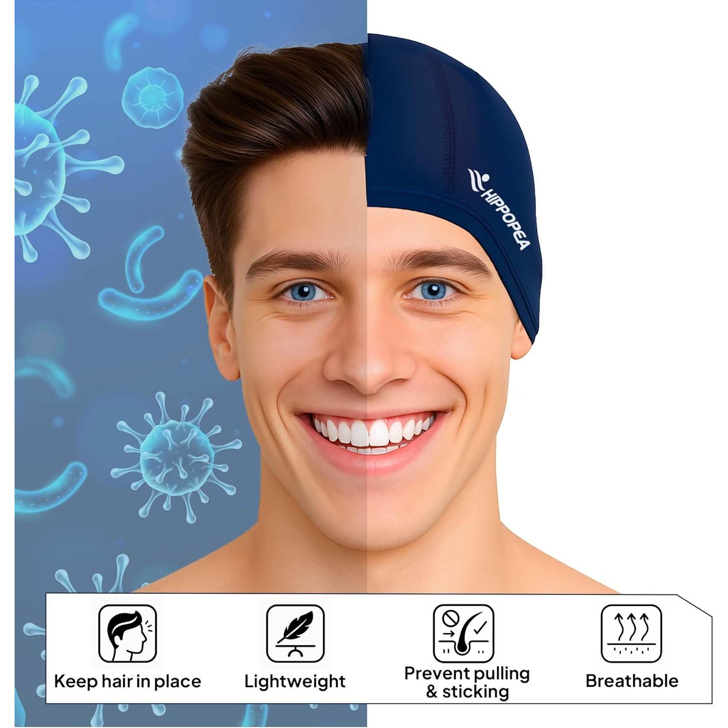 Gorro de Natación de Tela HIPPOPEA Unisex Azul Oscuro