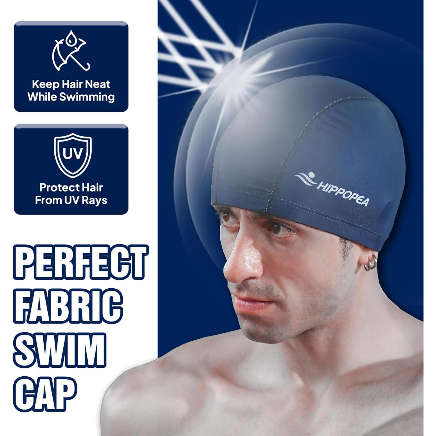 Gorro de Natación de Tela HIPPOPEA Unisex Azul Oscuro