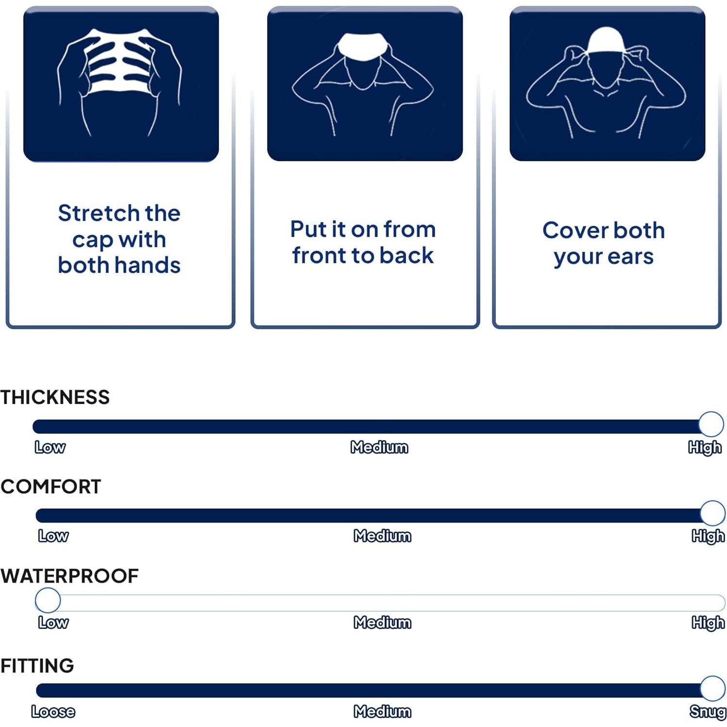 Gorro de Natación de Tela HIPPOPEA Unisex Azul Oscuro