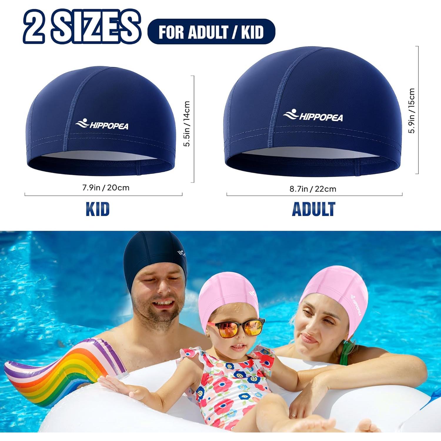 Gorro de Natación de Tela HIPPOPEA Unisex Azul Oscuro