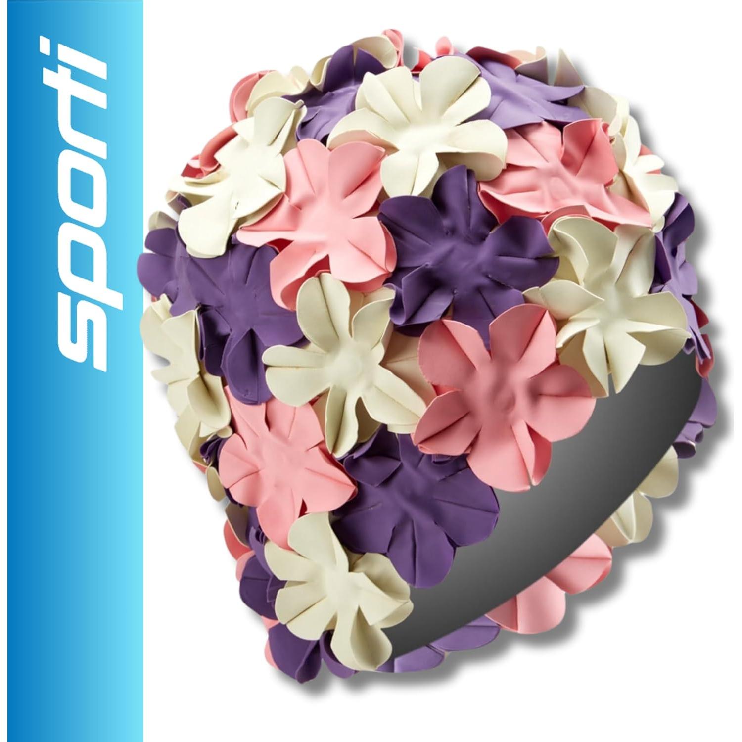 Gorro de Natación Sporti Flower para Mujeres - Caucho Resistente
