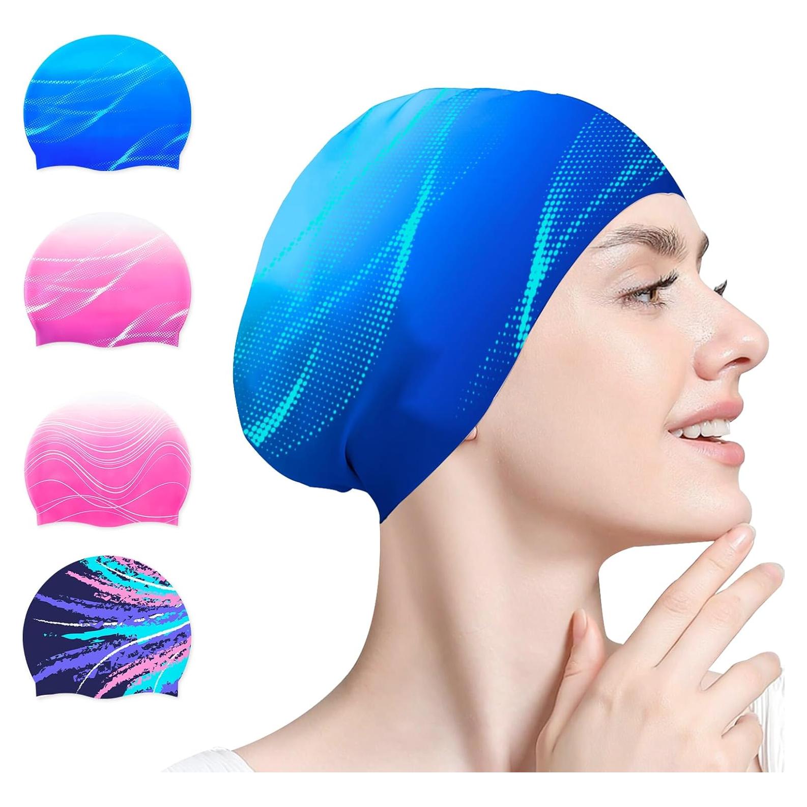 Gorro de natación AuSletie de silicona para cabello largo