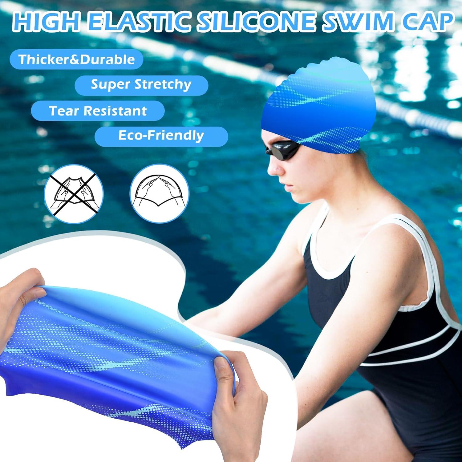 Gorro de natación AuSletie de silicona para cabello largo