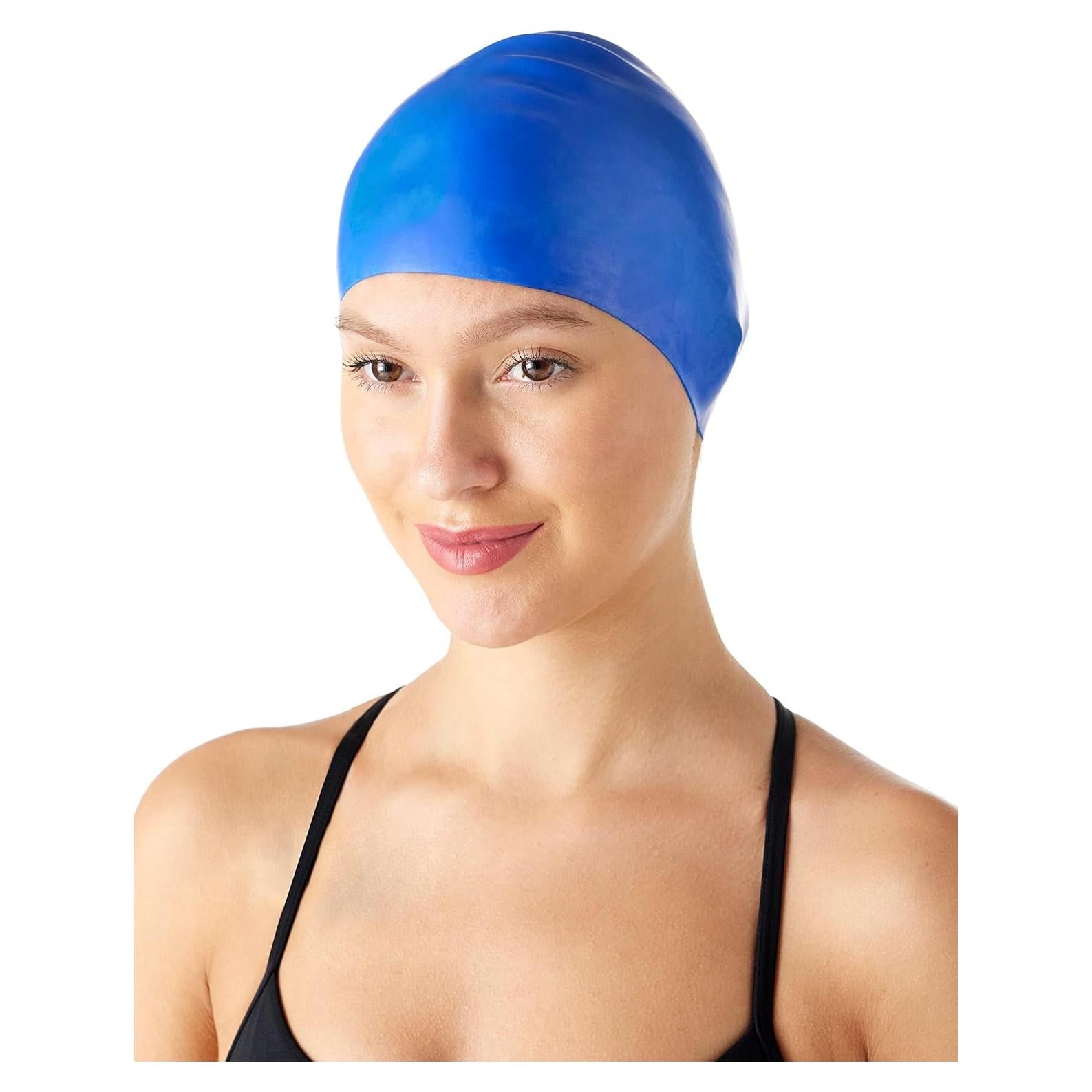 Gorro de natación de silicona Amazon Basics Unisex Azul