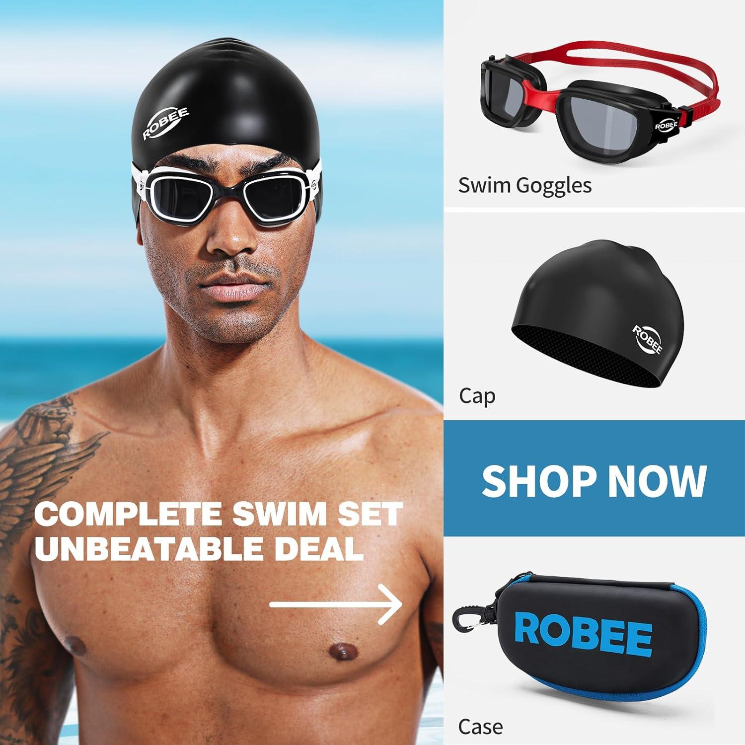 Gafas de natación Robee G1-c1 con gorro y estuche - Adultos