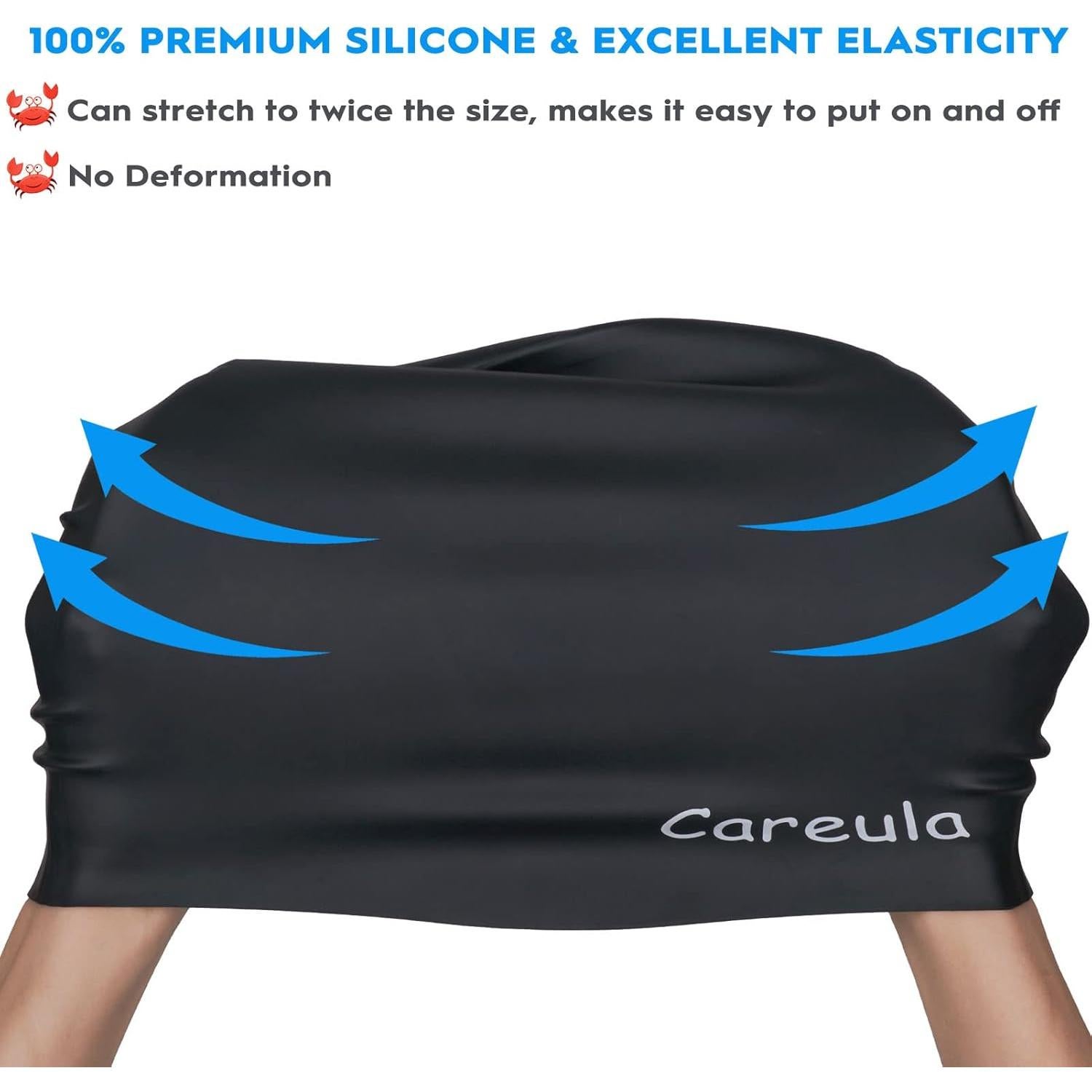 Paquete de 2 Gorras de Baño Careula para Niños Cabello Largo