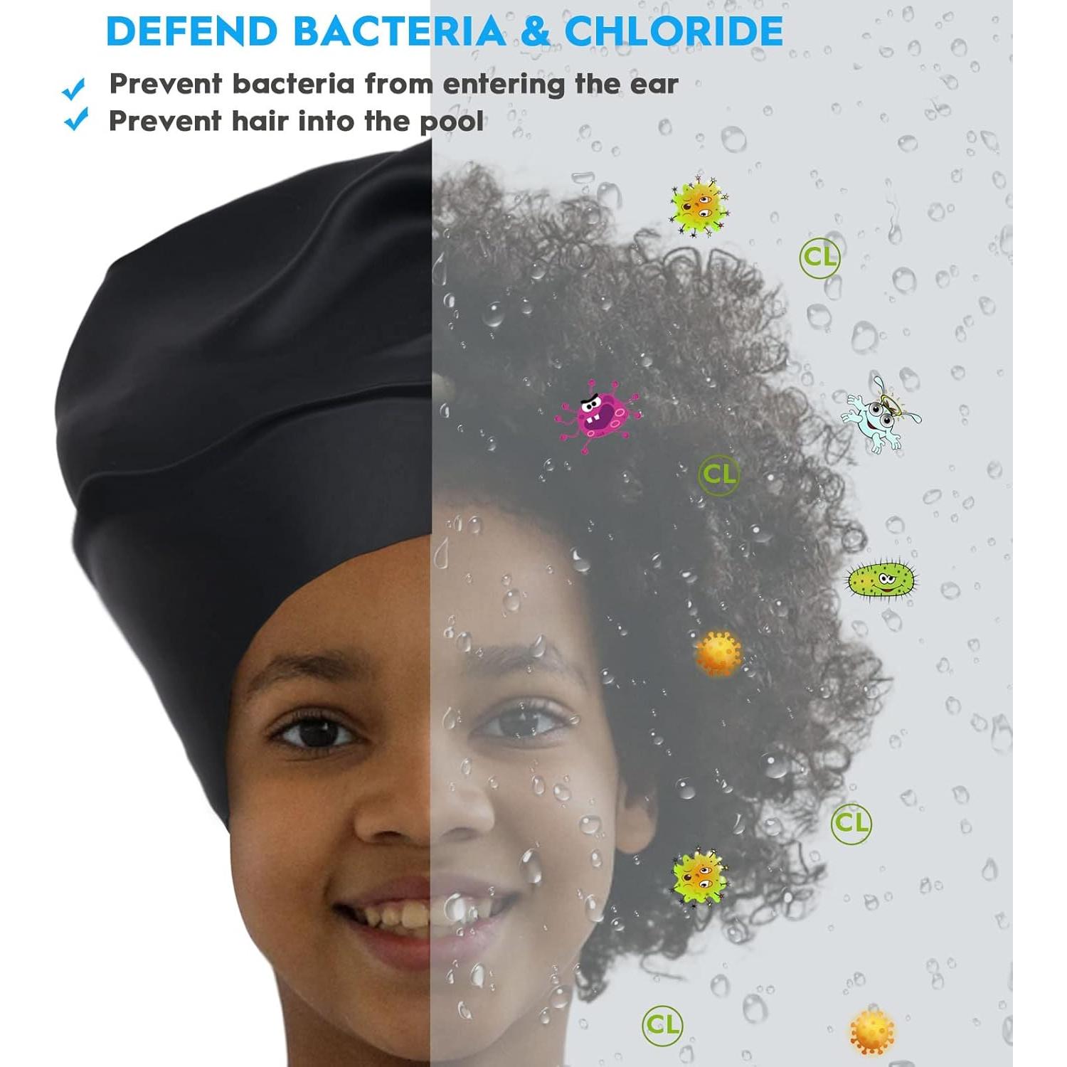 Paquete de 2 Gorras de Baño Careula para Niños Cabello Largo