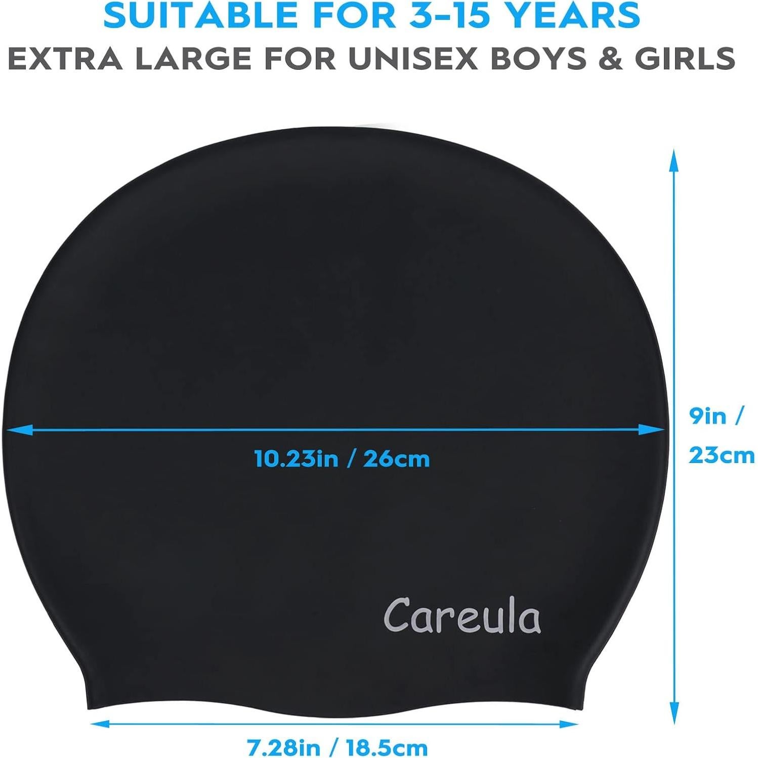 Paquete de 2 Gorras de Baño Careula para Niños Cabello Largo