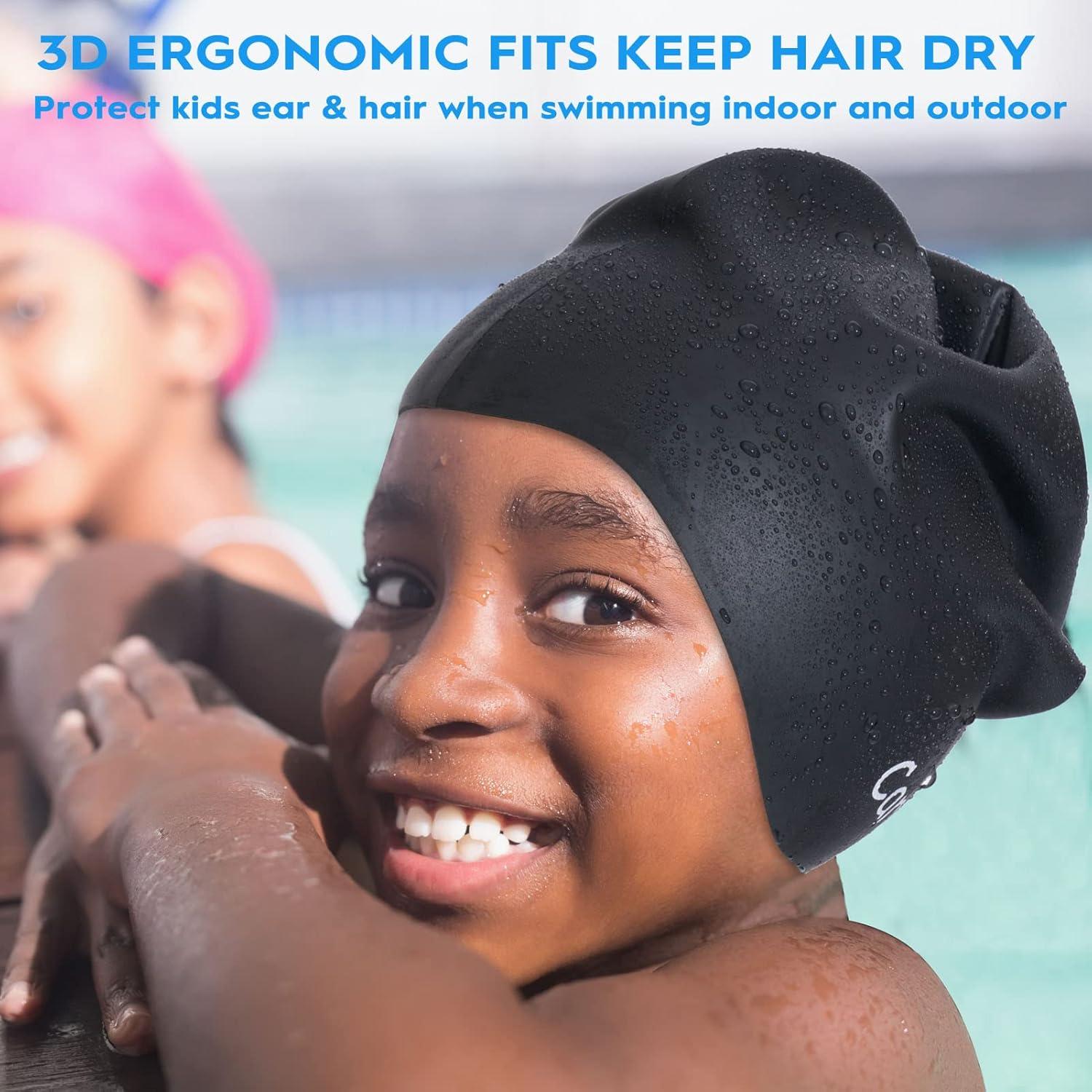 Paquete de 2 Gorras de Baño Careula para Niños Cabello Largo