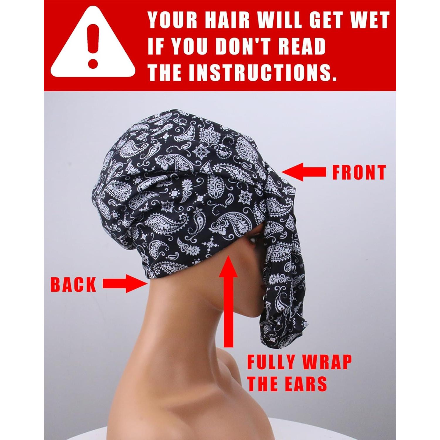 Gorro de Nadar Babalet Turbante Grande Impermeable Negro