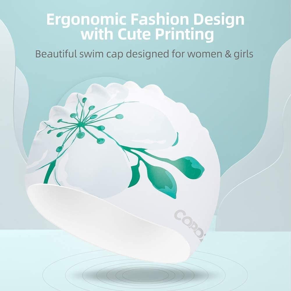 Gorra de Natación de Silicona COPOZZ para Mujeres - Diseño Elegante
