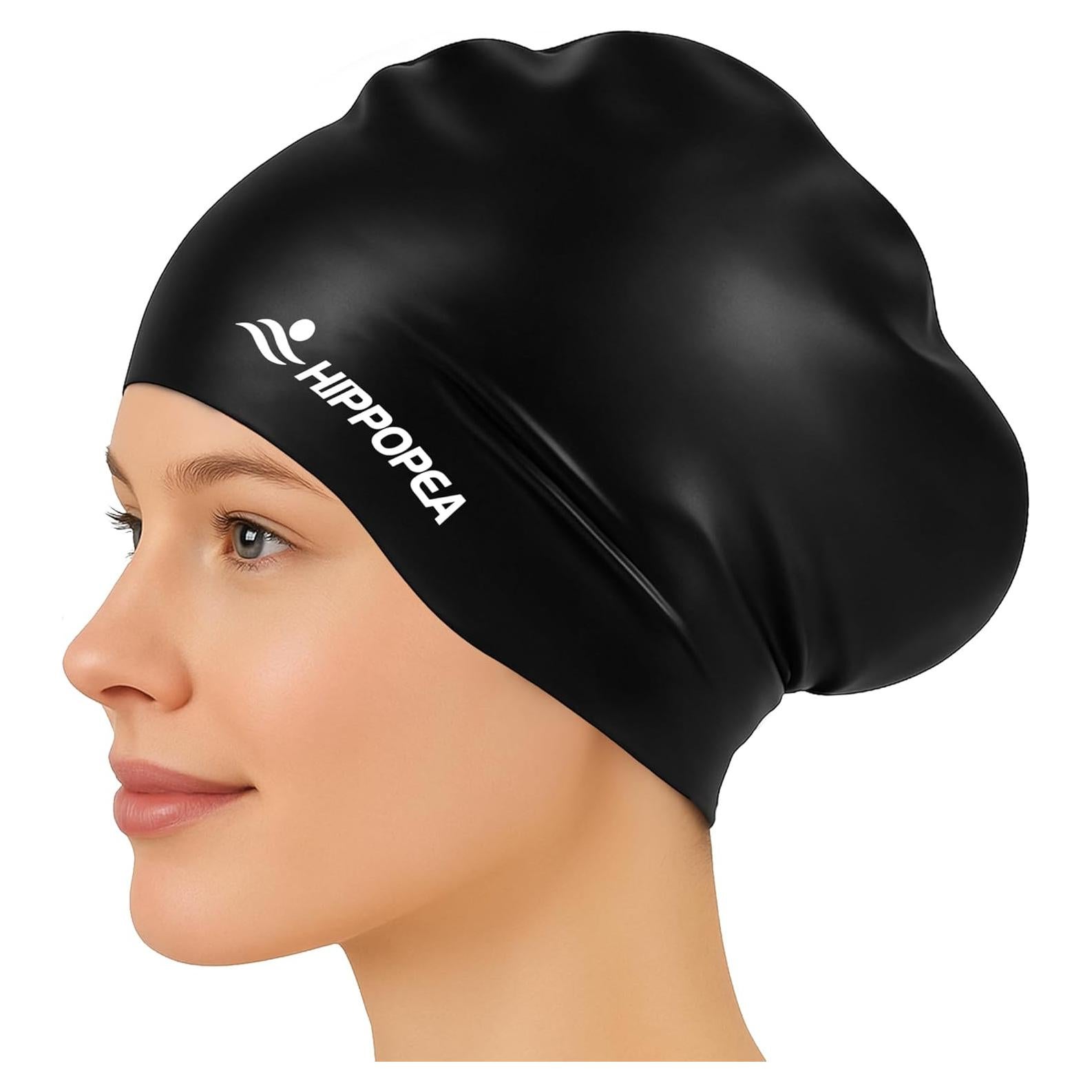 Gorro de Natación Grande HIPPOPEA para Cabello Largo y Rizado