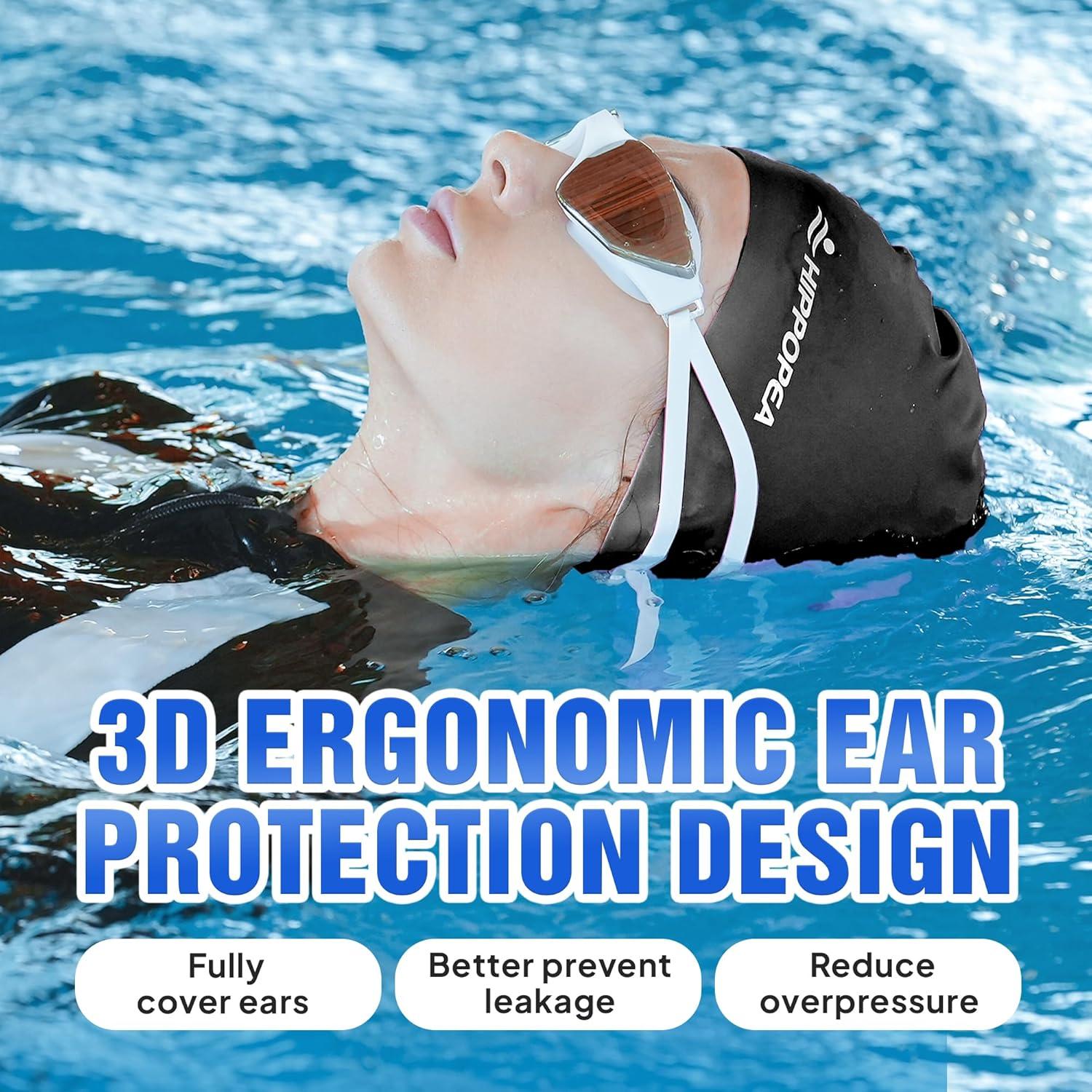 Gorro de Natación Grande HIPPOPEA para Cabello Largo y Rizado