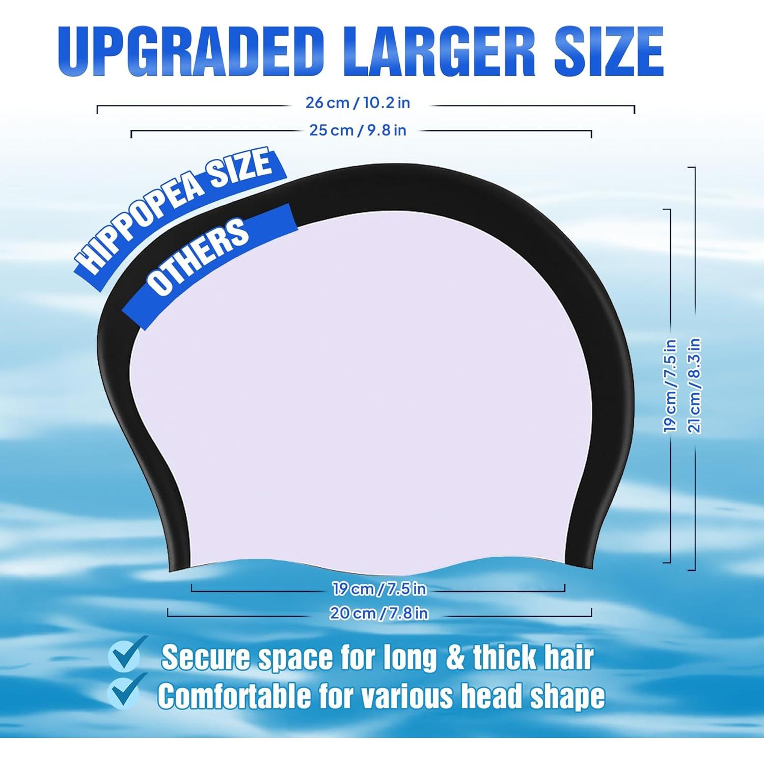 Gorro de Natación Grande HIPPOPEA para Cabello Largo y Rizado