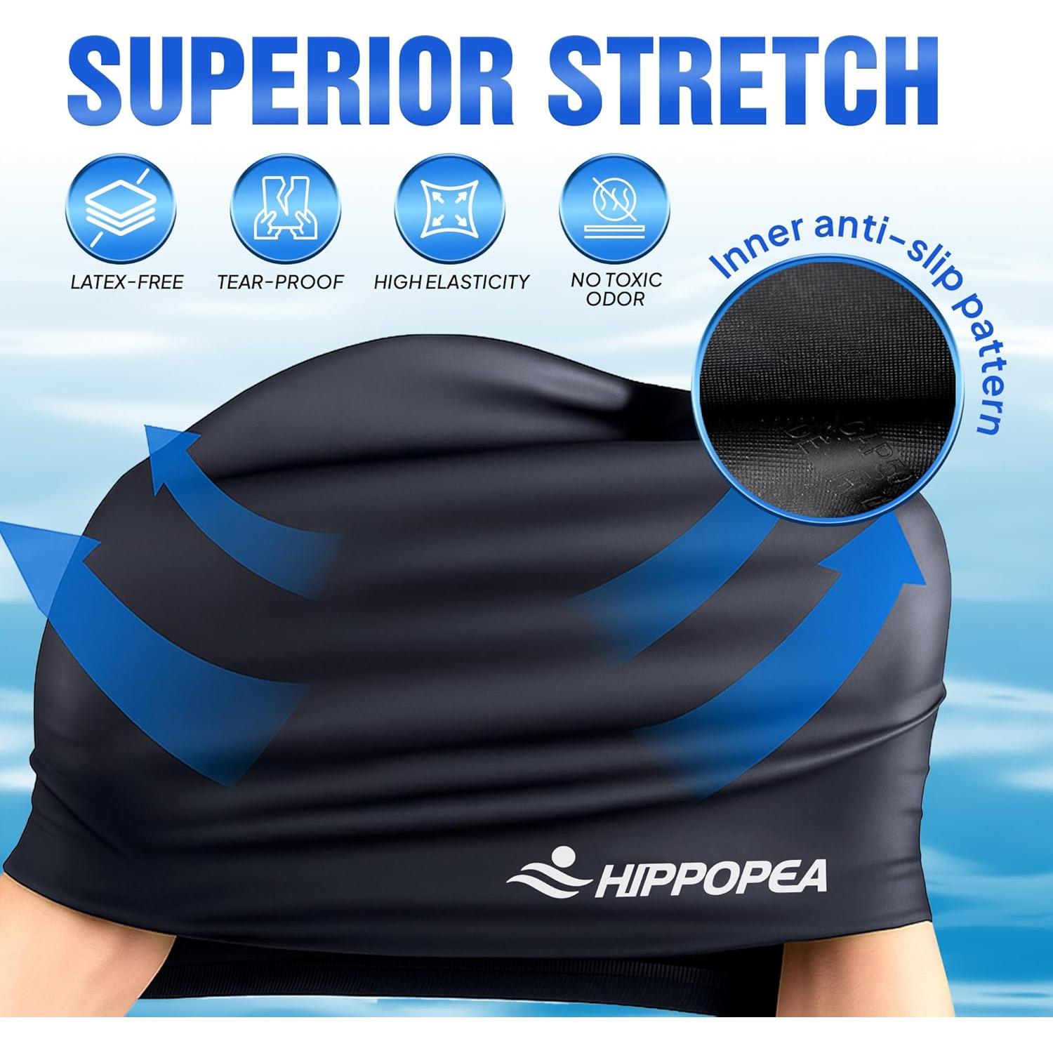 Gorro de Natación Grande HIPPOPEA para Cabello Largo y Rizado