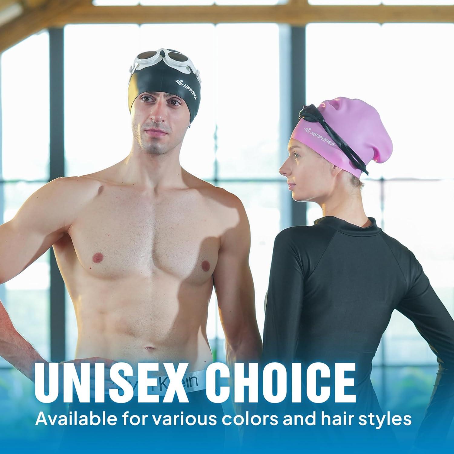 Gorro de Natación Grande HIPPOPEA para Cabello Largo y Rizado